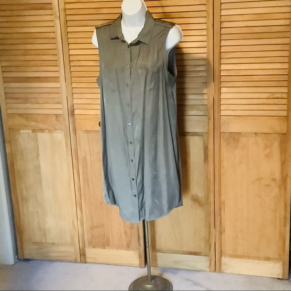 American Eagle Outfitters long Tunic vest shirt dress keyhole back LG New